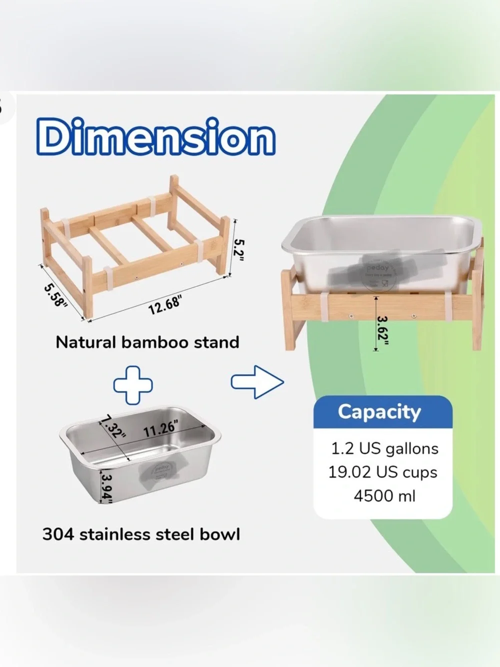 New Open Box Set of 2 1.25 Gallon Elevated Large Dog Water Bowls w Stands